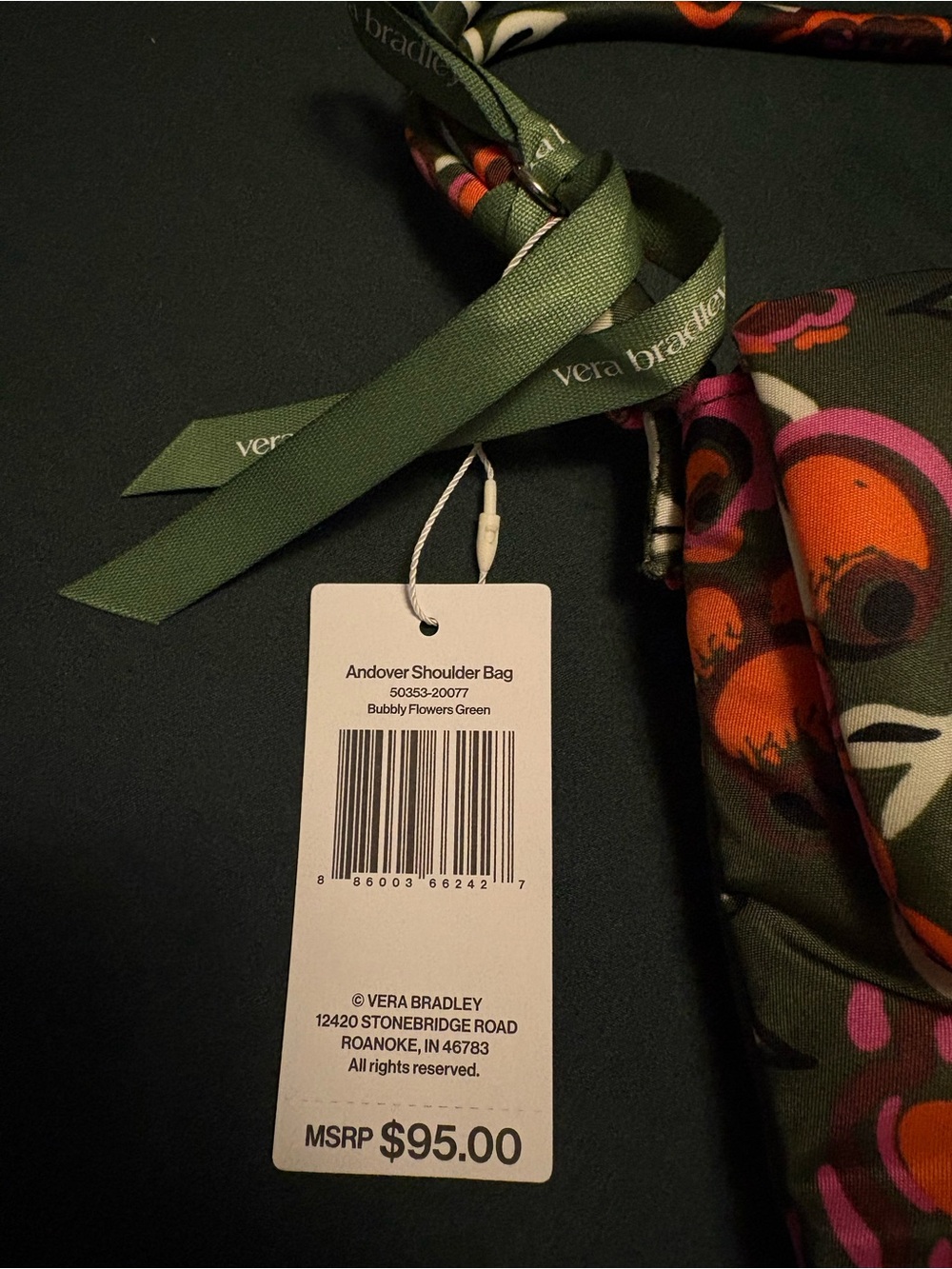 Vera Bradley Floral Olive Green Shoulder Bag - Picture 3 of 3